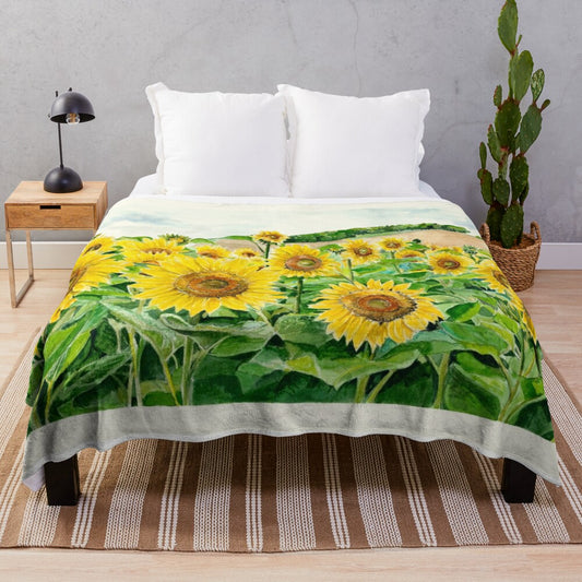 Sunflower plush blanket with soft, warm colors