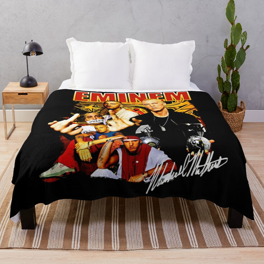 Vintage Eminem-inspired plush blanket with classic album artwork