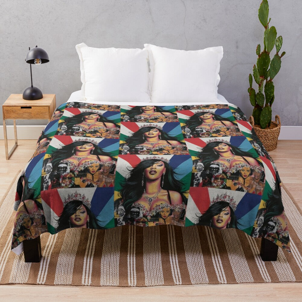 Colorful pop art plush blanket with bold, modern designs