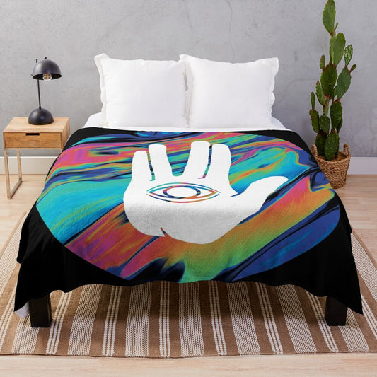 Marble-Inspired Plush Blanket with Electronic Music Aesthetic