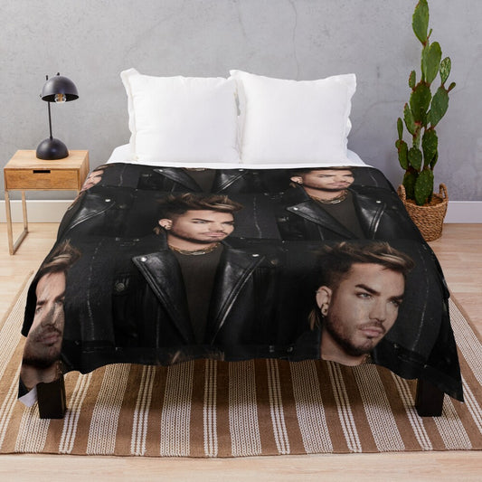 Adam Lambert inspired plush blanket with glam rock design