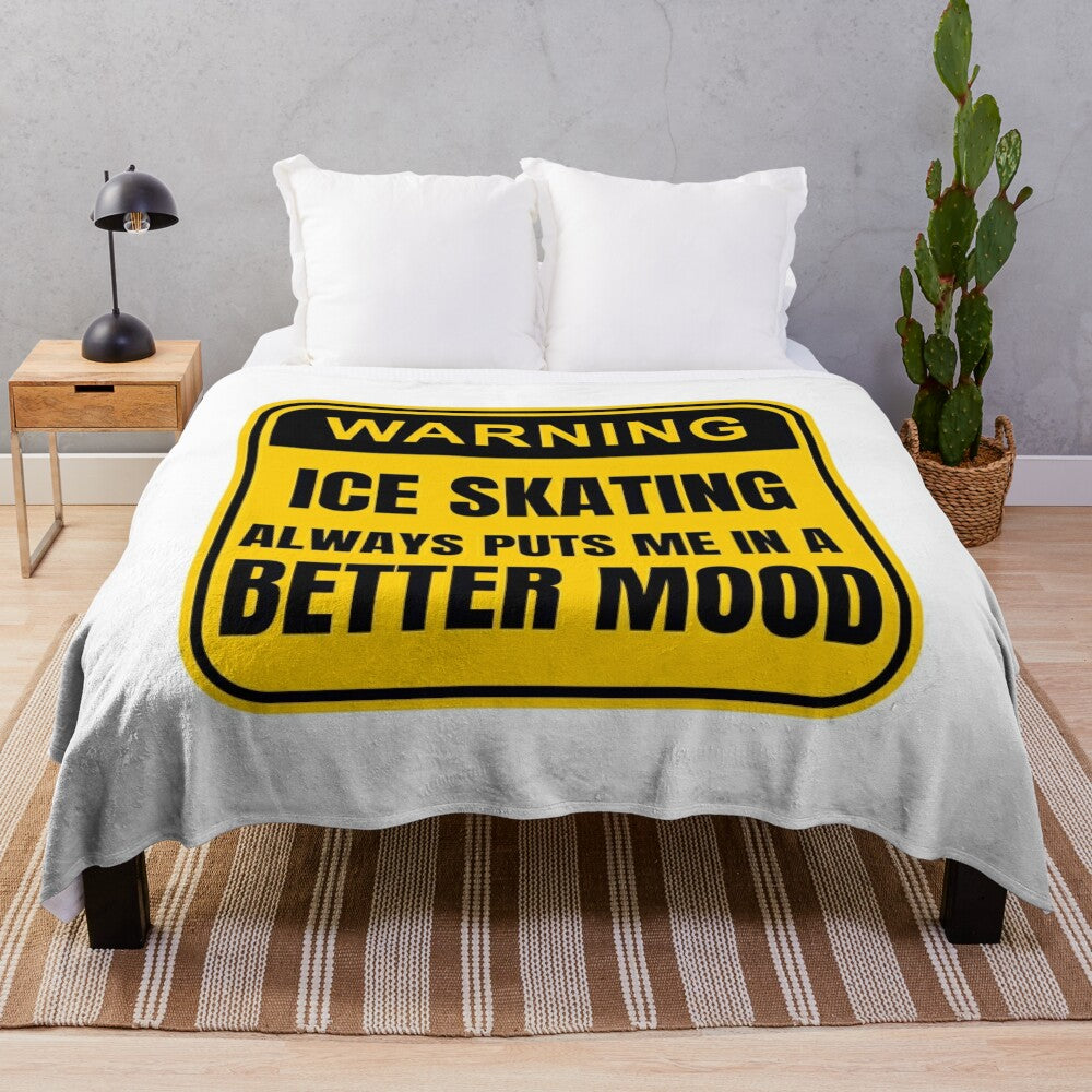 Ice skating plush blanket featuring a skater design