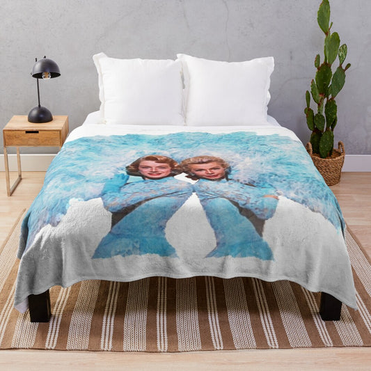 Watercolor plush blanket featuring vintage classic movie inspired design