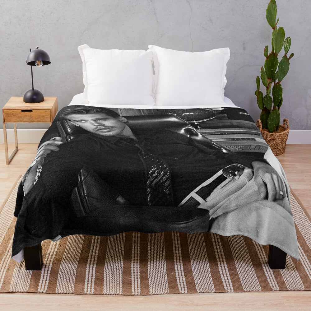 Austin Butler inspired plush blanket featuring classic rockabilly style