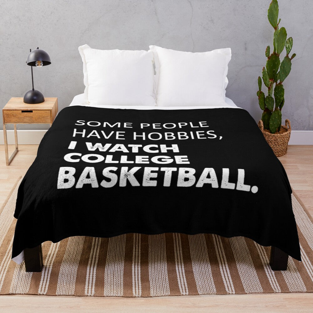 Cozy plush blanket with college basketball design