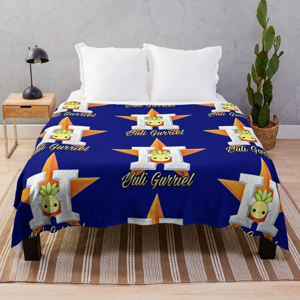 Yuli Gurriel inspired Houston Astros pineapple design plush blanket