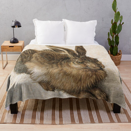 Albrecht Durer inspired hare plush blanket