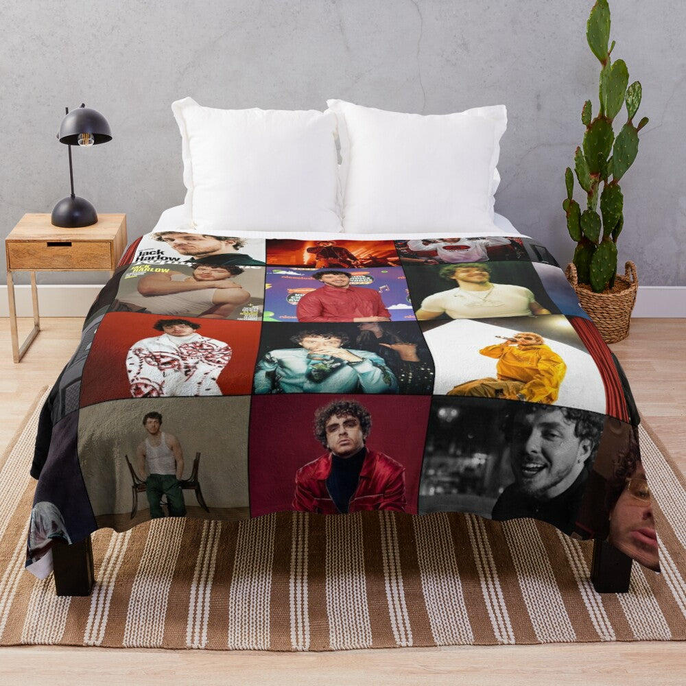 Jack Harlow photo collage design on a plush blanket