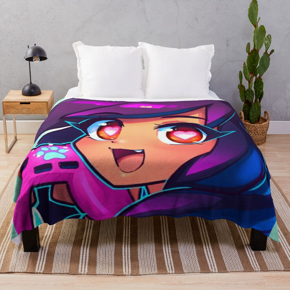 Cozy Aphmau-inspired plush blanket for gamers and YouTube fans