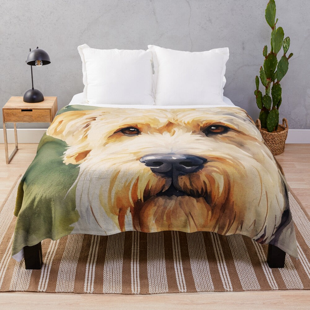 Watercolor Wheaten Terrier Plush Blanket