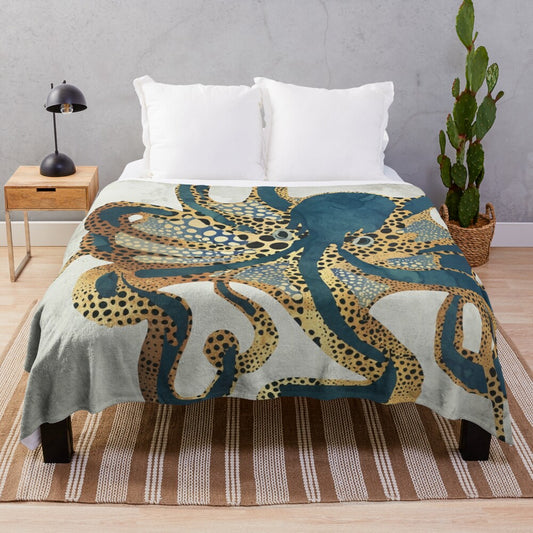 Underwater Dream Plush Blanket featuring a contemporary abstract octopus design