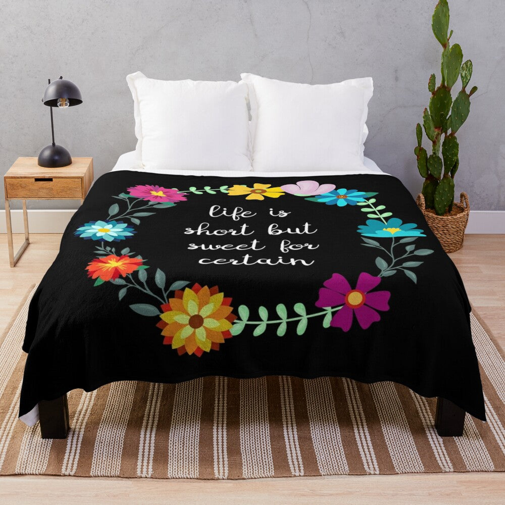 Dave Matthews Band Inspired Plush Blanket with Floral and Life Quotes Design