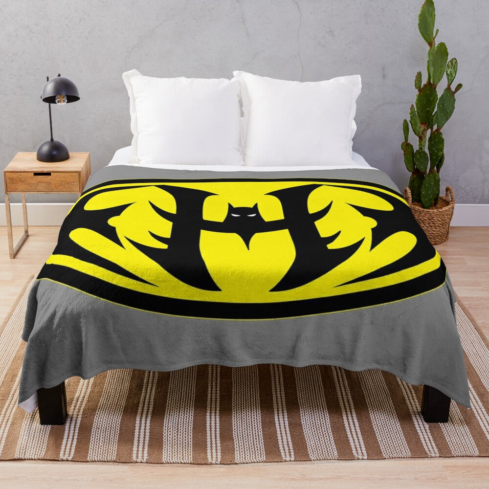 Personalized plush blanket with letter H design for Batman and superhero fans