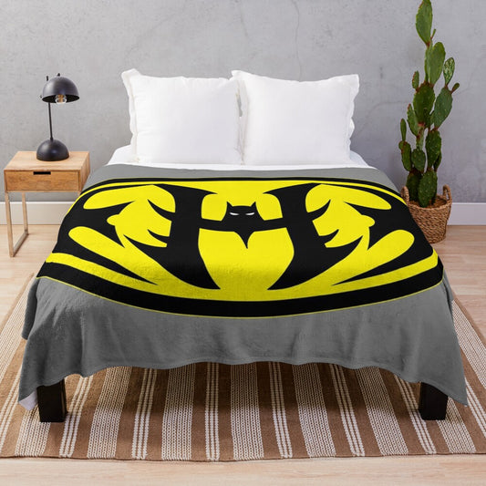 Personalized plush blanket with letter H design for Batman and superhero fans