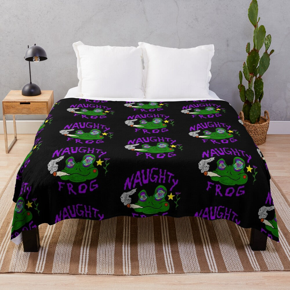 Psychedelic Naughty Frog Plush Blanket