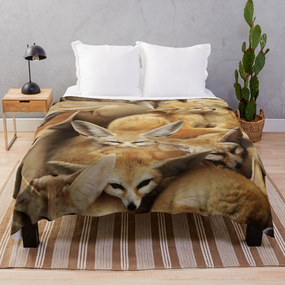 Fennec plush blanket, soft and cuddly desert fox design