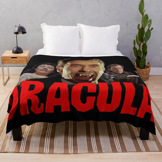 Dracula-inspired plush blanket featuring horror elements