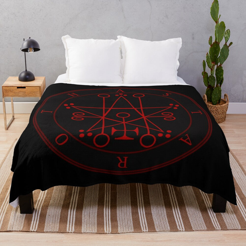 Plush blanket featuring the sigil of the demon Astaroth