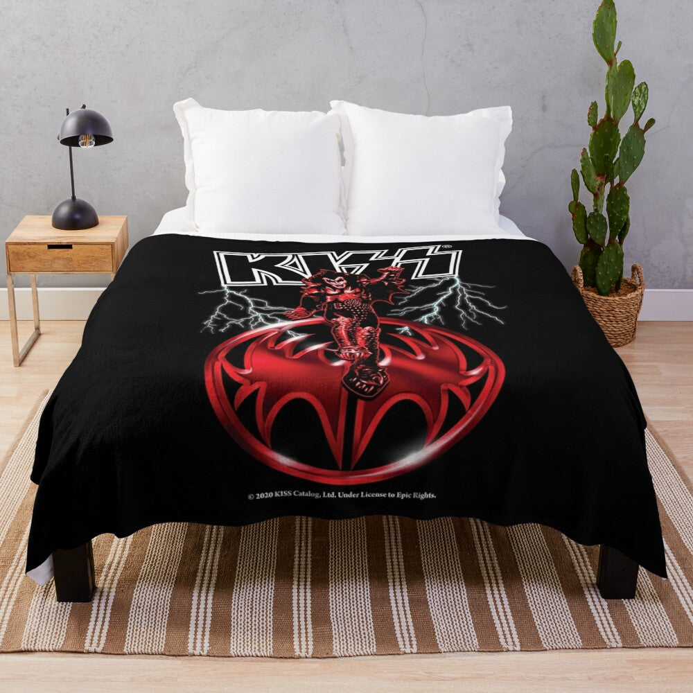 Kiss band demon-themed plush blanket