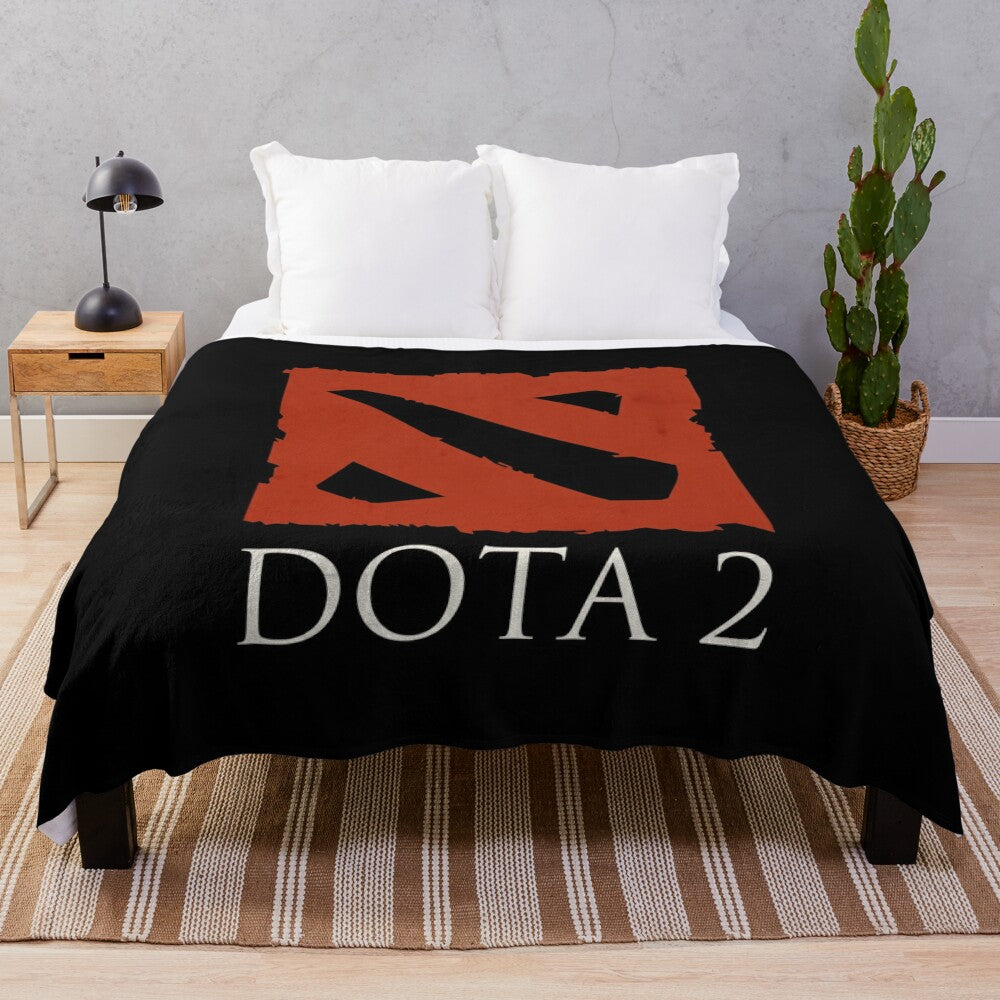 Dota 2 plush blanket featuring iconic game elements