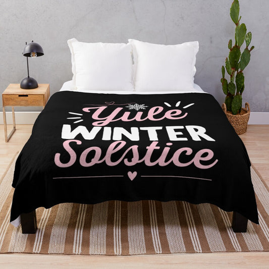 Soft and comfortable plush blanket with a festive Christmas and winter solstice design