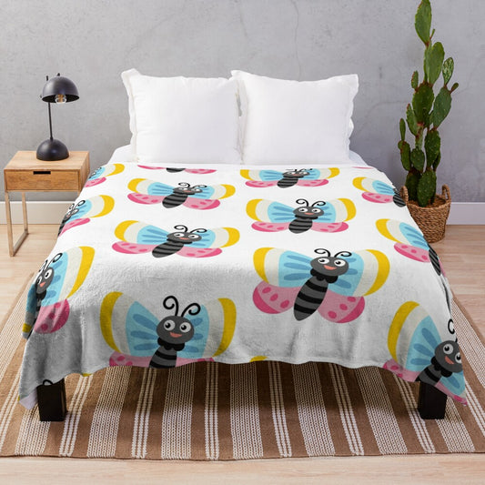 Colorful Butterfly Cartoon Plush Blanket