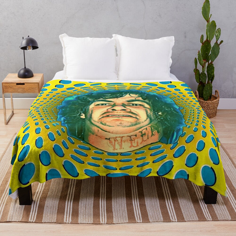 Dean Ween Guitar Face Plush Blanket featuring Ween band and guitar solo imagery