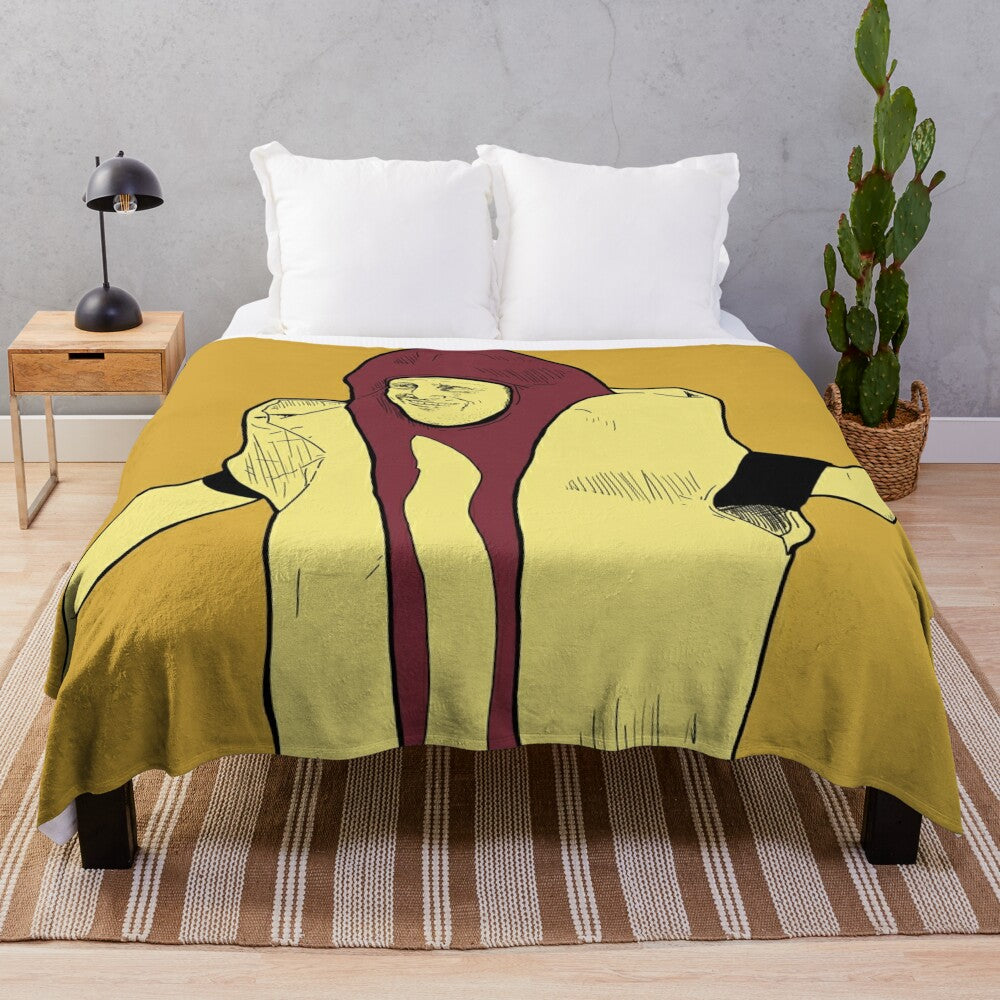 Cozy plush blanket featuring a hot dog car crash design from the popular Netflix comedy I Think You Should Leave