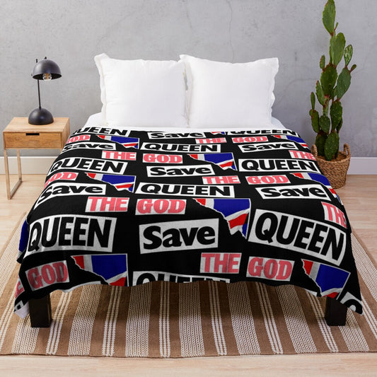 Rock style plush blanket featuring music icons and pop art design