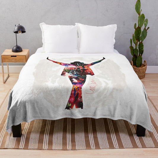 Vibrant pop art collage of Michael Jackson on a plush blanket