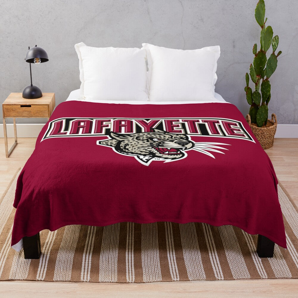 Soft and cozy leopard-print plush blanket for Lafayette College fans