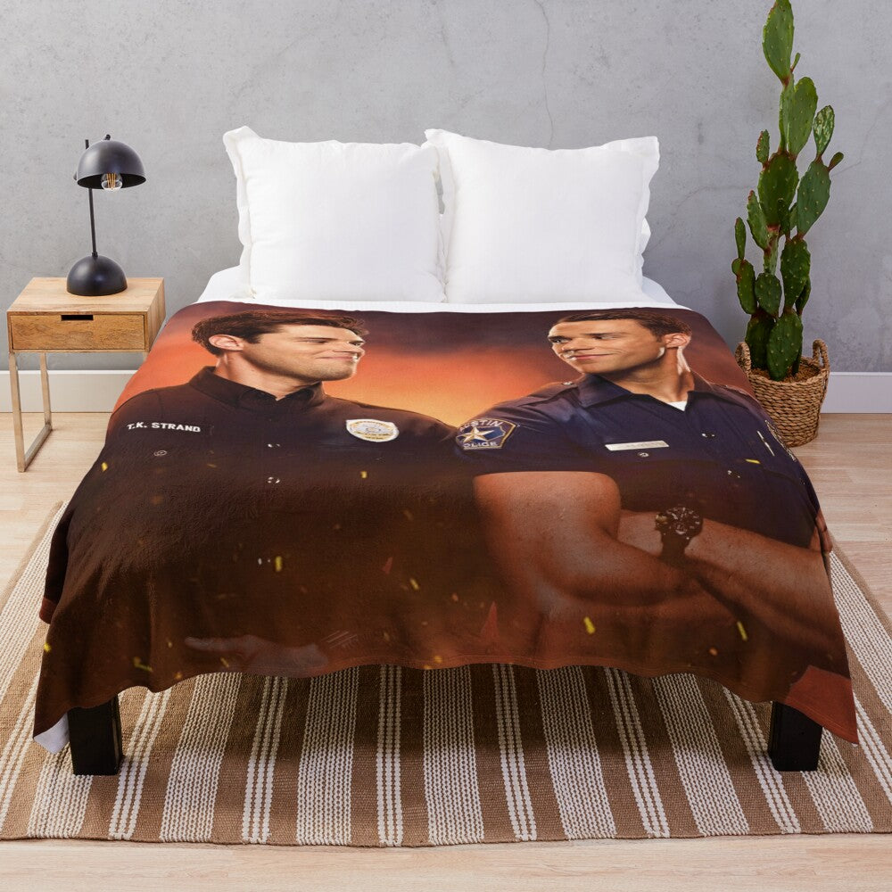 Tarlos Plush Blanket featuring TK Strand and Carlos Reyes from 911 Lone Star