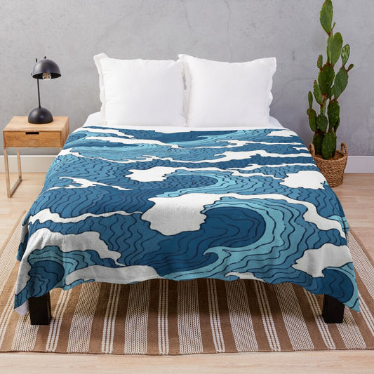 Waves Plush Blanket - Soft and Cozy Marine-Inspired Throw