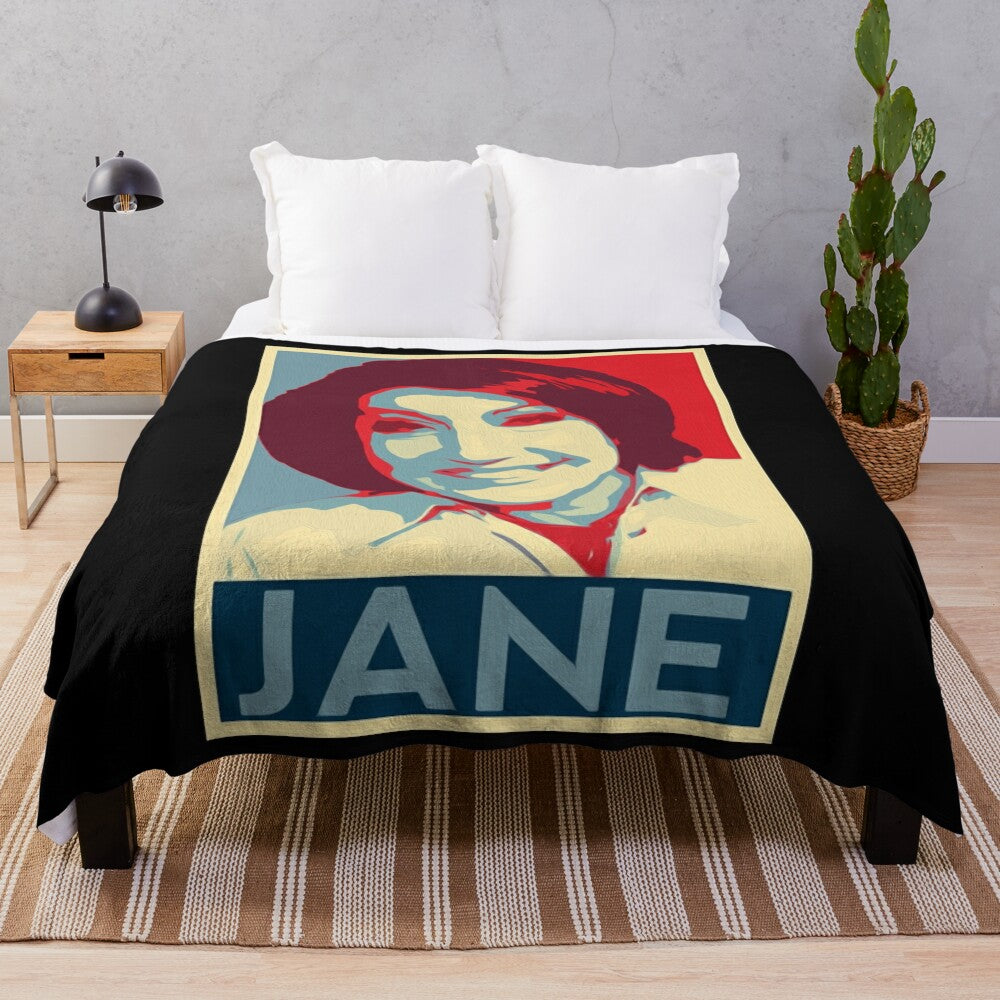 Jane McDonald inspired plush blanket with festive design