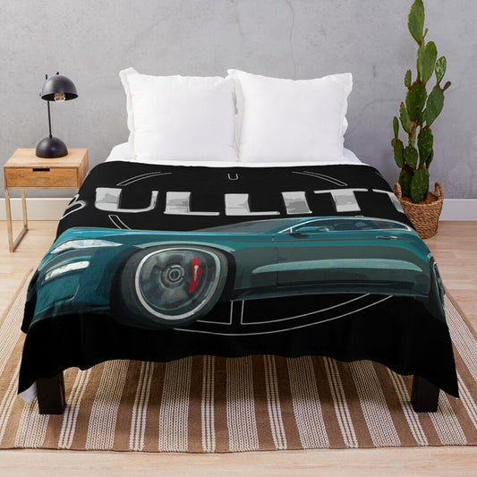 Retro Mustang GT V8 Plush Blanket with Classic Car Design