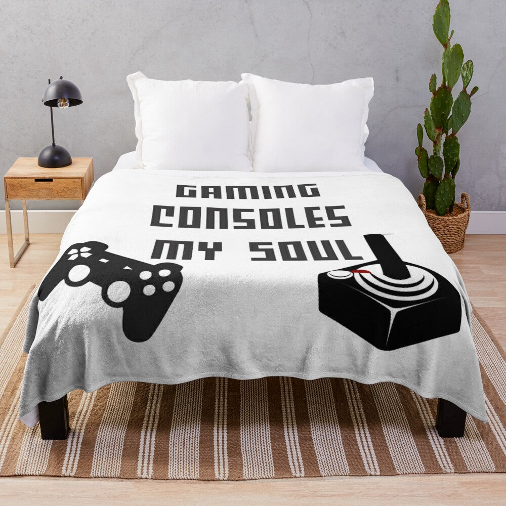 Gaming console-themed plush blanket