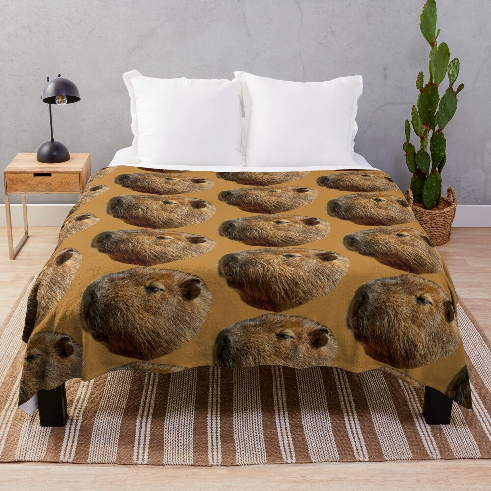 Capybara plush blanket with cute capybara design