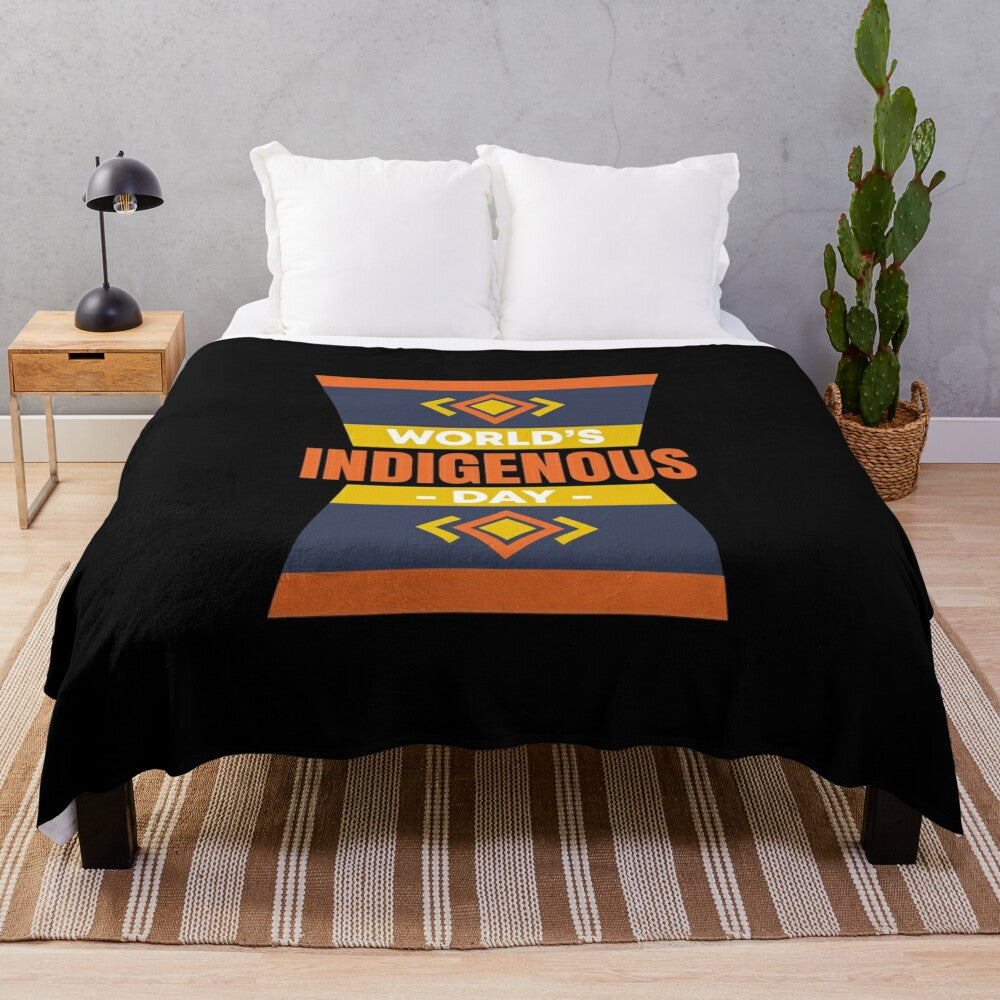 Plush blanket featuring indigenous art design