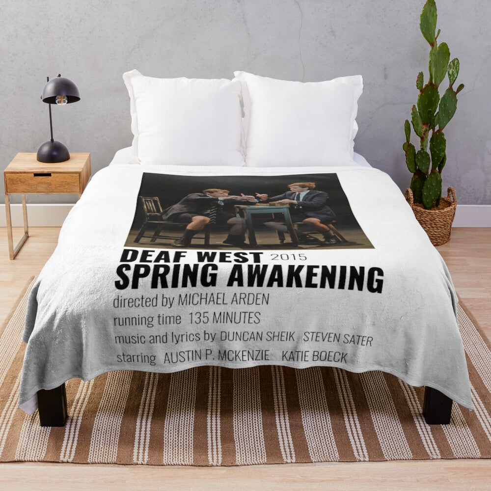 Musical themed minimalist plush blanket with spring awakening and deaf west design