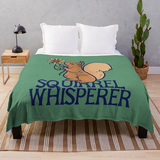 Squirrel Whisperer Plush Blanket with Cute Woodland Critters