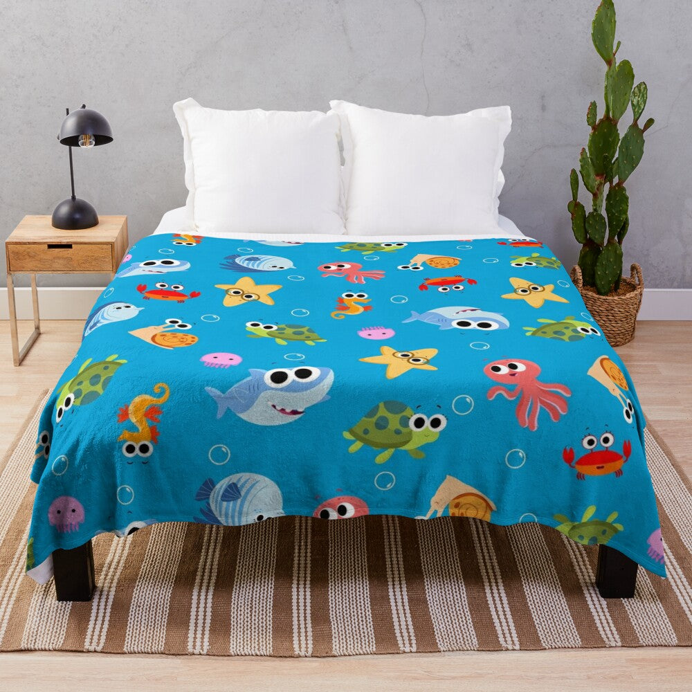 Plush shark-patterned blanket for children