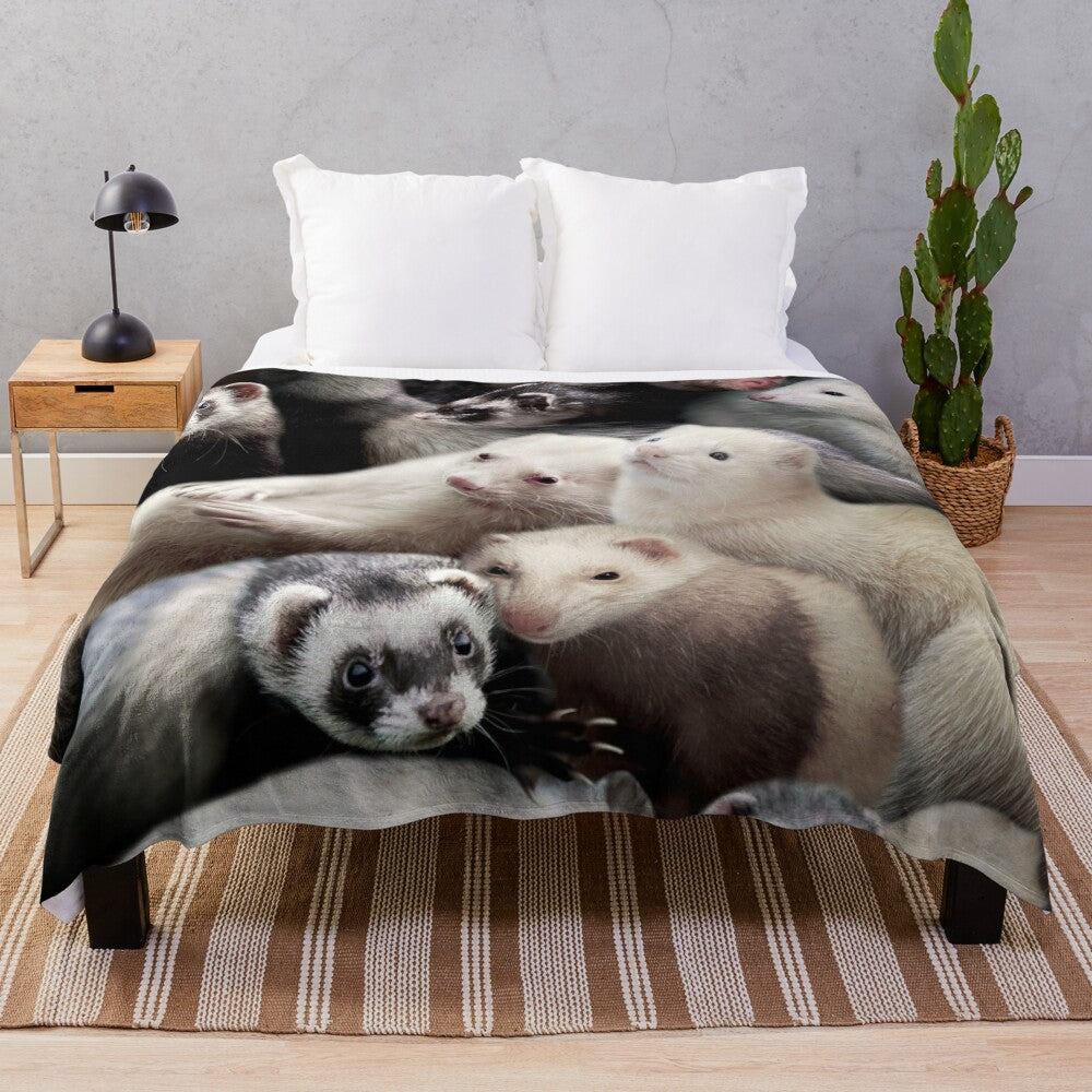 Soft and fluffy ferret-themed plush blanket