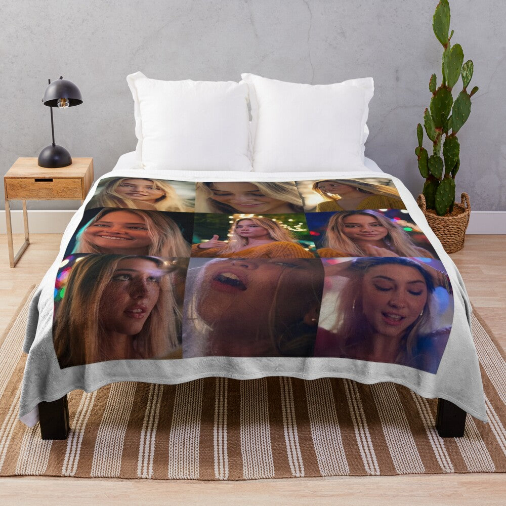 Madelyn Cline inspired plush blanket with a cinematic collage design