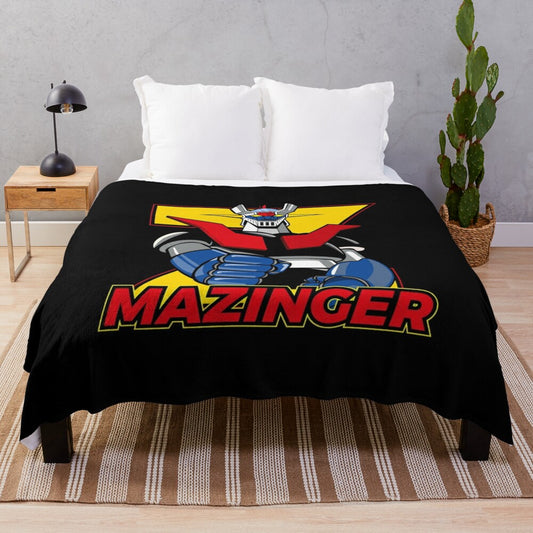 Retro Mazinger Z Plush Blanket - Vintage Robot Anime Memorabilia