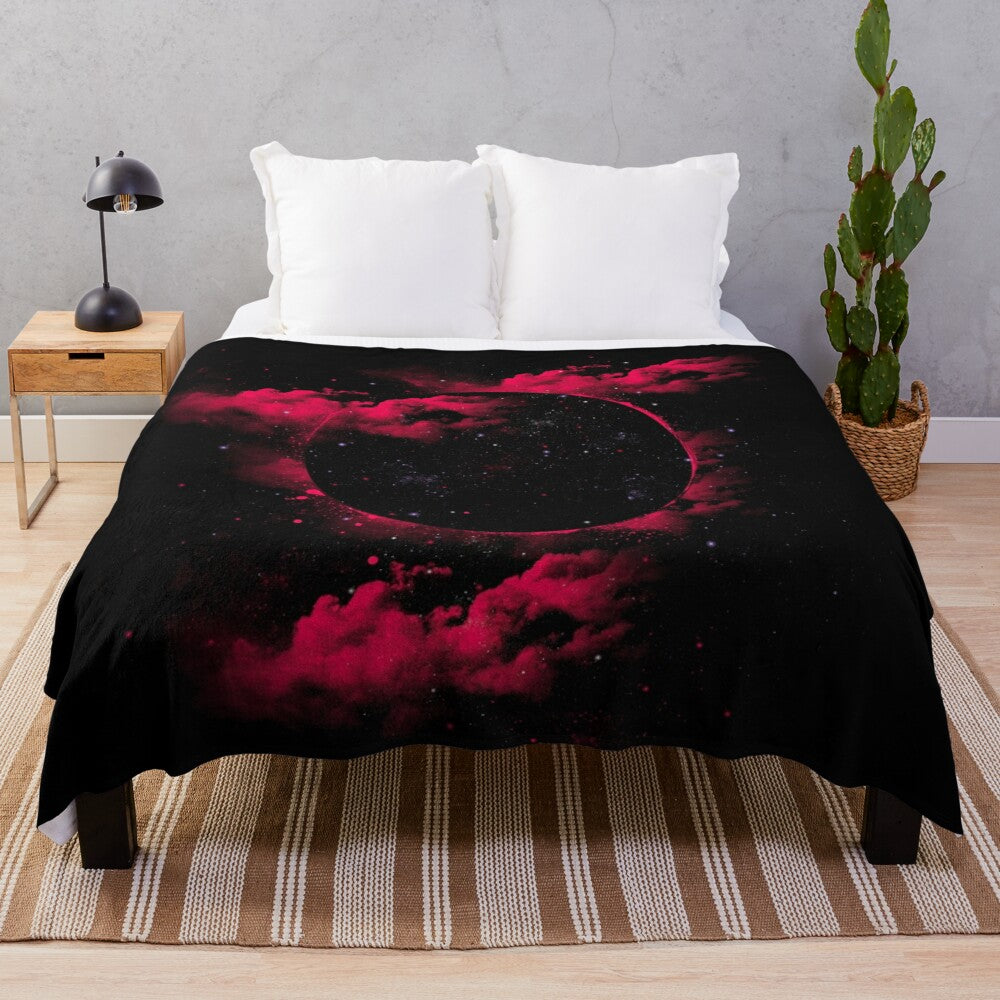 Black hole plush blanket with celestial design