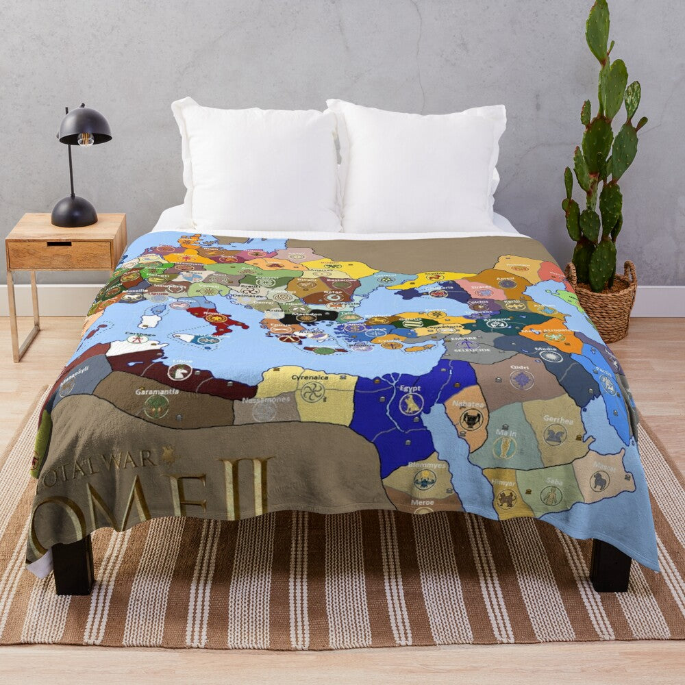 Plush blanket featuring the map from the strategy game Rome Total War