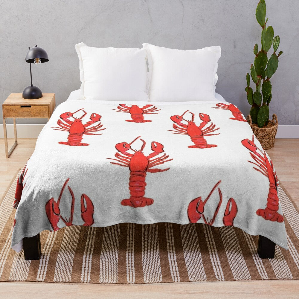 Soft and comfortable lobster-patterned plush blanket