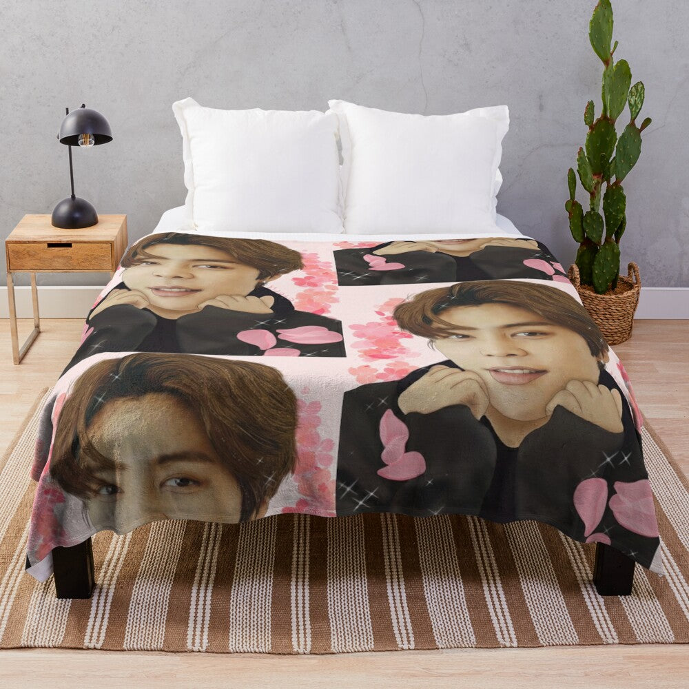 "A soft and cozy plush blanket featuring a "Daydream" fan art design of NCT 127 member Johnny"