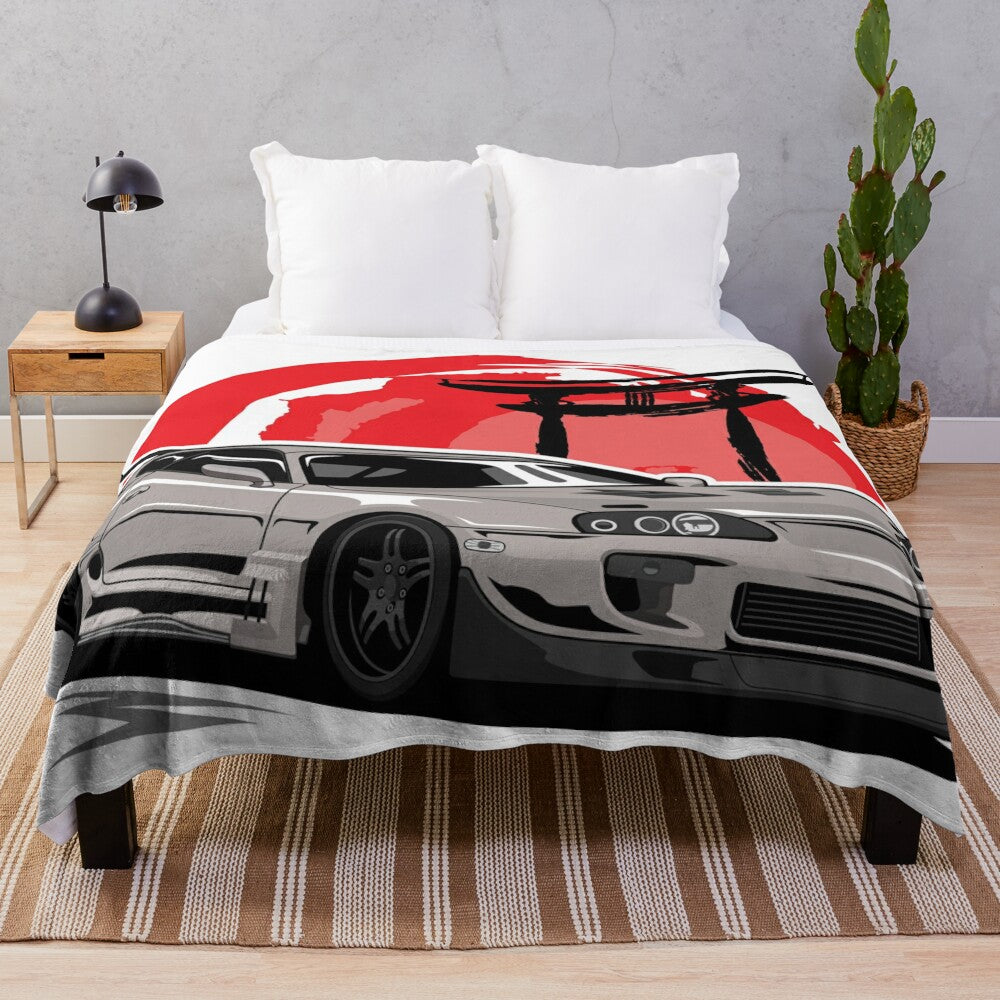 Toyota Supra MKIV plush blanket for car enthusiasts and JDM fans