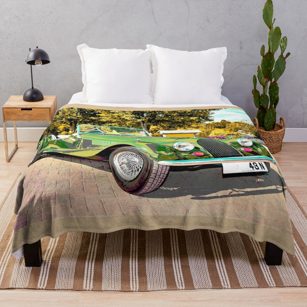 Morgan Roadster plush blanket with car design